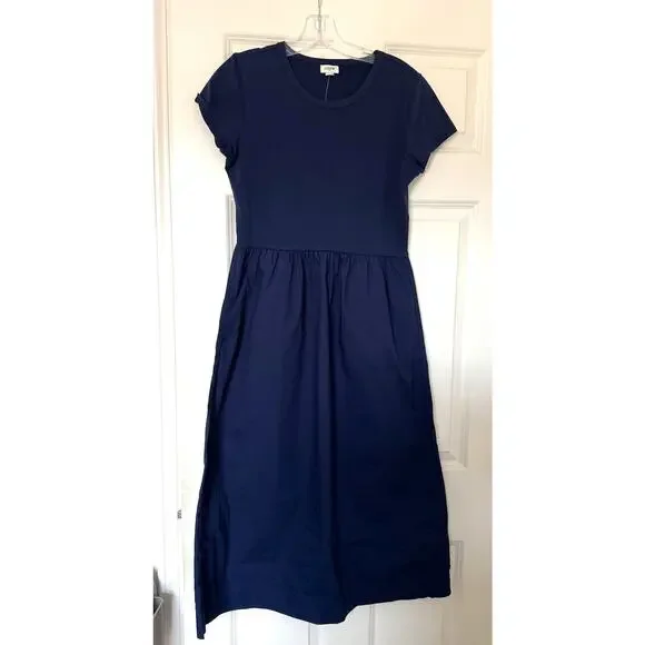 J. Crew Modest T-shirt Maxi Dress Navy Blue Size Small NEW - Picture 3 of 11